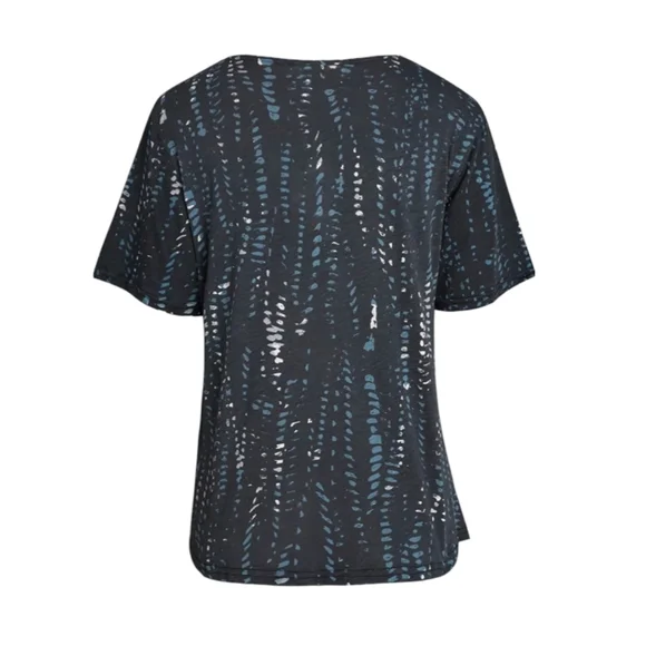 💙 Women's Round Neck Short Sleeves Slub Uneven Jersey Ocean Dream Print - Picture 2 of 7